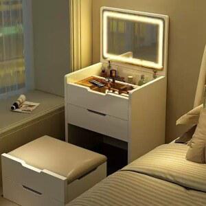 화장대 작은 견고한 목재 통합심플 자취방 우드 수납장 라운드스툴 48cm 월넛색 둥근