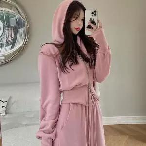 [셀러에이드]여성 후드 크롭 트레이닝 투피스 세트 여성후드코디