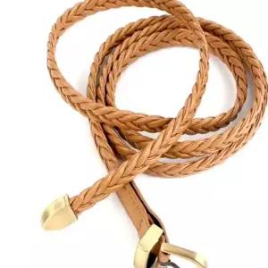 여성 GRL573A3 꽈배기 가죽벨트 브라운 허리띠 슬림 정장