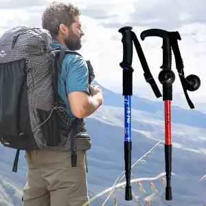 [셀러에이드]등산스틱 4단 2개세트 일자형/T자형 지팡이 등산장비