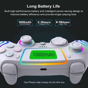 스팀 무선 게임 컨트롤러 PS5/PS4/PS3/스위치/안드로이드 호환/iOS/PC 호환 홀 이펙트 게임패드 RGB 라이트