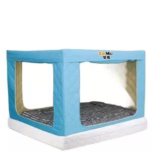 사각 난방 텐트 1인용 수면 암막 침대 싱글 원터치 실내 그린