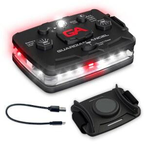 가디언 엔젤 엘리트 시리즈 세이프티 라이트 비콘 장치(흰색 화이트 프론트 레드 리어) 충전식 자석 핸즈프리 웨어러블 장착 가능한 LED 손전등 응급 구조대원 소방관 구조대원을 위한