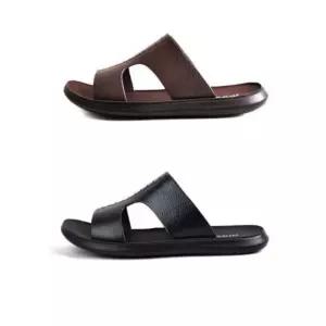 [반애] 무다 스트랩 컴포트화 소가죽 여름 와이드 남성슬리퍼