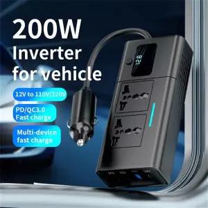 200W 차량용 인버터 DC 12V - AC 220V 인버터 PD QC3.0 4USB PortsA95E