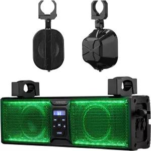 KEMITO 2.1CH UTV 사운드바 시스템 17인치 ATV RGB 조명 BT5.3 IP66 방수 오디오 루프 서브우퍼 SXS 스피커