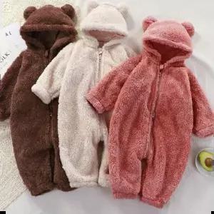 아기후리스우주복90 겨울 아기 후리스 우주복 방한 외출복 곰돌이 베이비슈트