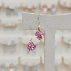 [볼라레]14K 지에프 8mm 핑크미러볼 후크귀걸이 FP1624