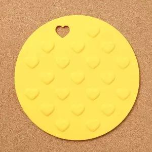 [셀러에이드]TBZ 하트무늬 실리콘 냄비받침대-노랑 라면냄비받침