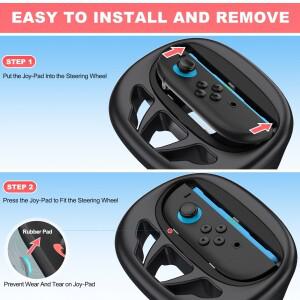 2피스 스위치용 호환 레이싱 스티어링 휠 2 조이콘 컨트롤러 악세사리 마리오 카트 게임