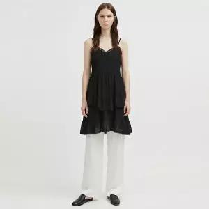 [샵앤] 여성 레이스 뷔스티에 캉캉 레이어드 미니 원피스 NARU-WDR-21072-블랙