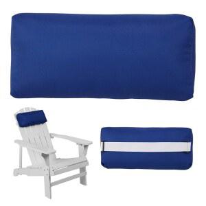 파티오 체이스 라운지 의자용 라스갈라리 헤드레스트 베개, 리클라이너 사무실 조절 가능한 신축성 스트라이프 베개가 있는 야외 다크 블루