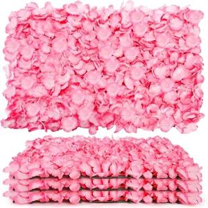 노아무스 4팩 24 x16 플라워 월 패널 세트 인조 꽃 배경 3D 실크 핑크 수국 사진 센터피스용 벽 장식 홈