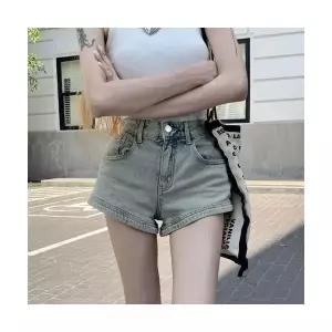 여성용 청반바지 데님 반바지 하이웨스트 슬림핏 와이드핏 빈티지 워싱 열풍 CH1