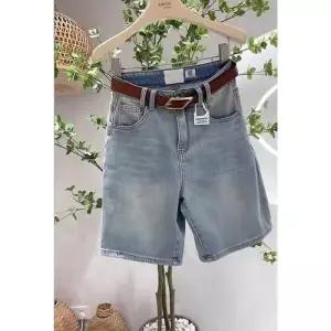 여친 여름 청반바지 연청 반바지 얇은 배모양 몸매 빅사이즈 스판 슬림핏 하이웨스트 일자 부 중바지 CH1