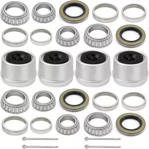 사이히스데이 4Pcs 15123/245 25580/20 트레일러 베어링 키트 2.44인치 더스트 캡 그리스 씰 코터 핀이