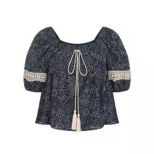 [하프클럽/머스트비]여성 에스닉 수술 볼륨 블라우스