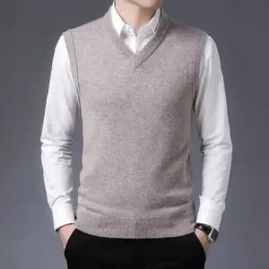 봄 가을 캐주얼 남자 조끼 양털 스웨터 민소매 KS3