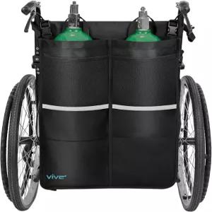 휠체어용 바이브 듀얼 산소 탱크 홀더 - 조절 가능한 스트랩이 있는 실린더 백 노인용 휴대용 휠체어