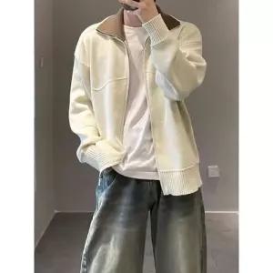 네이비 남자 니트 가을 캐주얼 칼라넥 칼라 카디건 원픽3