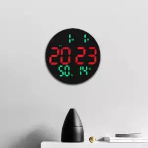 sh) 디지털 LED 벽걸이시계 벽시계 (레드) 문클락 무소음시계 알람 리모컨 온습도