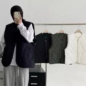 [하프클럽/]여자 U넥 집업 박시핏 폴리 퀼팅 베스트