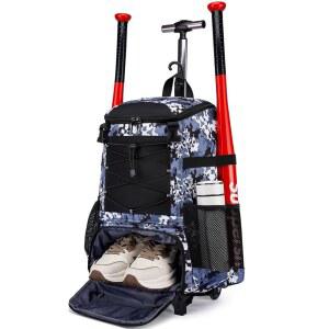 AI 엔 지우 소프트볼 백, 야구 배트 백 - 청소년 소녀 휠, 신발 수납 공간이 있는 경량 장비 백팩, 티볼용 펜스 , 헬멧