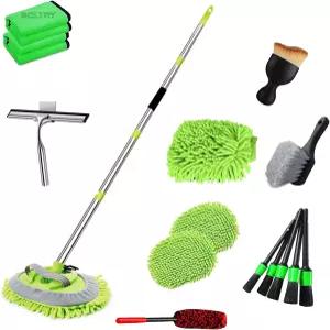 볼트리 62인치 세차 브러시 키트 20개 - 샤닐 극세사 걸레 장갑 내/외부 청소 세부 사항 휠 윈드실드 창문