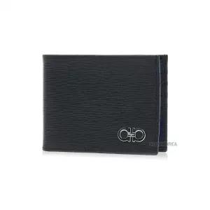 [라벨루쏘] [페라가모] SS26 남성 간치니 반지갑 66 A064 NERO FJORD BLUE 0685979