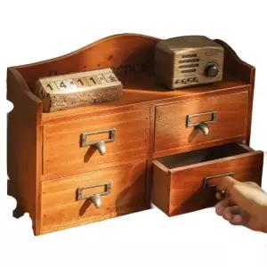 빈티지 원목 미니수납장 정리함 소품 4칸 서랍장