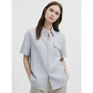 [하프클럽/샵앤]여성 카라넥 쿨링  반팔 루즈핏 블라우스 셔츠 NARU-WBL-21084-