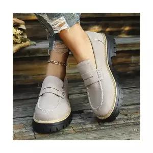 여자 플랫 슈즈 봄가을 통굽 로퍼 캐주얼 빅사이즈 컴포트 단화 BE3