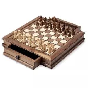체스판 보드게임 고급 장식품 서랍형 테이블 원목