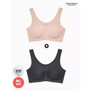 [하프클럽/ 이너웨어]라이크라 인견쉘론 V넥 심리스브라 2종 베이지 블랙