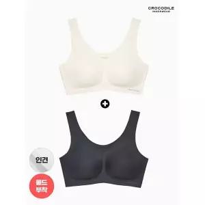 [하프클럽/ 이너웨어]라이크라 인견쉘론 V넥 심리스브라 2종 오트밀 블랙