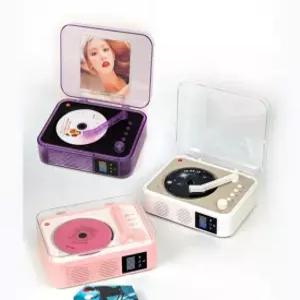 무선 CD 플레이어 스피커 올인원 레트로 아기 리모컨 시계 미니 화이트 씨디 벽걸이