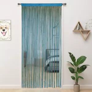 실내 장식 및 칸막이 옷장 커튼에 적합한 출입문 크리스탈용 비즈 커튼 (39 x110 파란색)