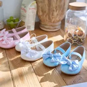 발소리 버블리본 아기 유아 아동 초등 여아 플랫 구두 신발