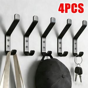 튼튼한 이중 코트 후크  나사로 벽에 설치하는 코트/수건 걸이  옷/로브 문걸이용 욕실 액세서리