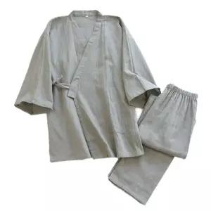 남자 유카타 순면 가운 일본식 잠옷 로브 빅사이즈