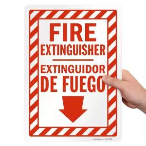 SmartSign - S-1686-PL-14 소화기 이중 언어 표지판 10인치 x 14인치 플라스틱