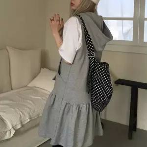 [디어로우]D148 후드 레이어드 프릴 미니 원피스