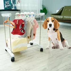 반려동물 의류 행거 애견 고양이 정리대 강아지 이동 행거 용품 스테인레스 스탠드형 옷걸이 선반형 이동식
