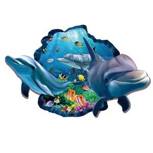 돌고래 3D 시트 인테리어 스티커 벽지 트릭아트 시트지 고래 92 5 세계 3_돌고래 벽데코