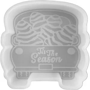 작은 크리스마스 트리가 있는 시즌 트럭 프레시 자동차 실리콘 몰드 3.6x4x0.8 빨간색과 녹색 스프링클이