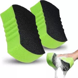 그립 클린 듀얼 텍스처 세차 스펀지 - 다목적 벌레 제거제 스크러빙 사이드 소프트 바다 울트라 스크럽