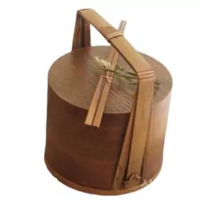 대나무도시락통 직장인 홀리데이 밥바구니 도시락 과일 복고풍 우드색 감성 15cm