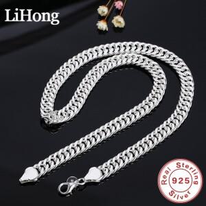 새로운 925 스털링 실버 20/22/24 인치 6mm/10MM 사이드 체인 목걸이, 여자 남자 패션 매력 보석 선물