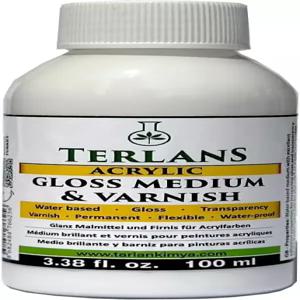 테를란 아크릴 바니시 3.38 fl oz (100ml) / 광택 증가 영구 보호 마감 수성 기반