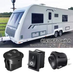 ON/OFF 라운드 로커 스위치 미니 소형 토글 2 핀 SPST 푸시 단추 자동차 보트 RV용 와이어 포함  12V  20mm